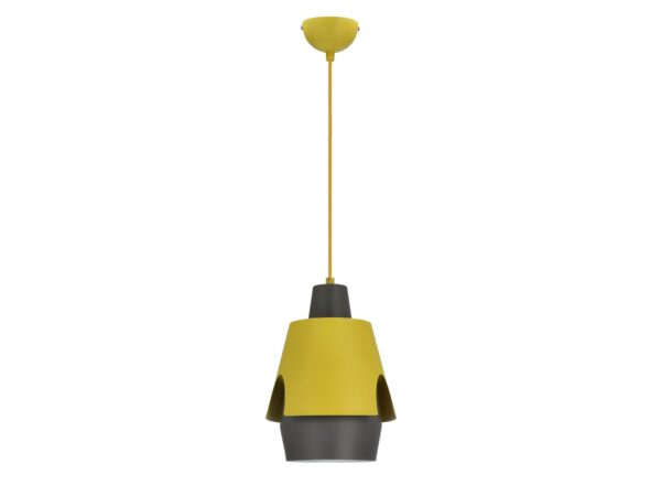 Lampa wisząca Kamolira żółto-szara z pojedynczym kloszem