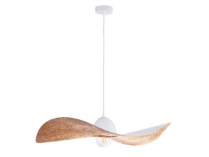 Miniaturka 16 - Lampa wisząca Kapello L biała z miedzianym falistym kloszem, pełny widok.
