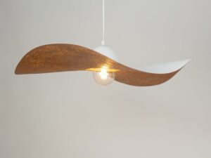 Miniaturka 1 - Lampa Kapello L biało-miedziana z zapaloną żarówką E27.