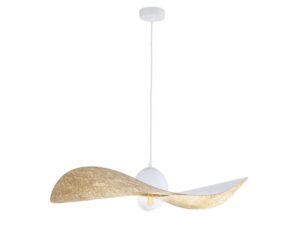 Miniaturka 2 - Biało-złota lampa wisząca Kapello L z falistym kloszem o średnicy 76 cm.