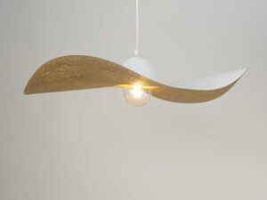 Miniaturka 3 - Biało-złota lampa Kapello L z włączoną żarówką E27.