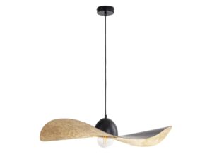 Miniaturka 8 - Lampa wisząca Kapello L czarno-złota, pełny widok falistego klosza.