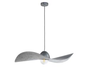 Miniaturka 14 - Srebrna lampa wisząca Kapello L, pełny widok klosza i stalowego zawieszenia.