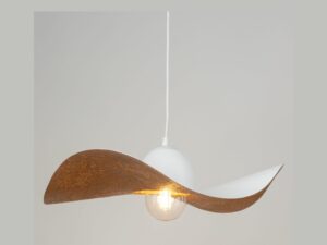 Miniaturka 8 - Lampa wisząca Kapello M z białą oprawą i miedzianym falistym kloszem