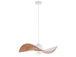 Miniaturka 16 - Lampa wisząca Kapello M biało-miedziana z falistym kloszem na białym tle