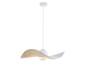 Miniaturka 1 - Lampa wisząca Kapello M biało-złota z falistym kloszem na białym tle