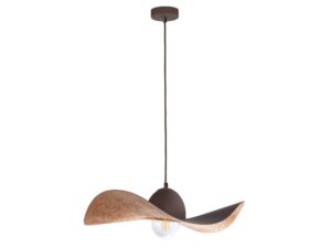 Miniaturka 2 - Lampa wisząca Kapello M brązowo-miedziana z falistym kloszem na białym tle