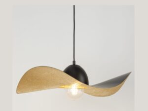Miniaturka 12 - Lampa wisząca Kapello M z czarną oprawą i złotym kloszem