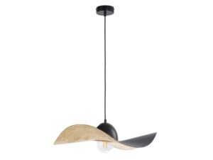 Miniaturka 4 - Lampa wisząca Kapello M czarno-złota z falistym kloszem na białym tle