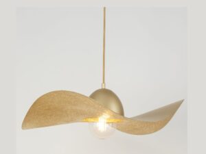 Miniaturka 13 - Lampa wisząca Kapello M ze złotą oprawą i falistym kloszem