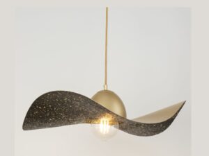 Miniaturka 14 - Lampa wisząca Kapello M ze złotą oprawą i czarnym nakrapianym kloszem
