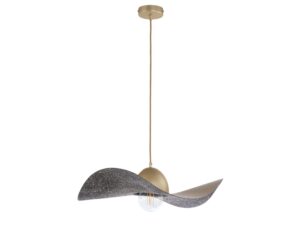 Miniaturka 6 - Lampa wisząca Kapello M złota z czarnym nakrapianiem z falistym kloszem na białym tle