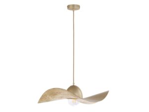 Miniaturka 5 - Lampa wisząca Kapello M złota z falistym kloszem na białym tle