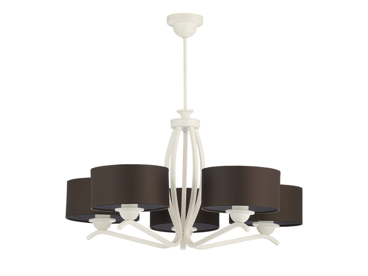Lampa wisząca Kaszmir 5-punktowa z abażurami – Biały mat