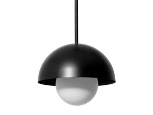 Miniaturka 5 - Czarna lampa wisząca KELLO A – detal półkulistego metalu i mlecznego szkła