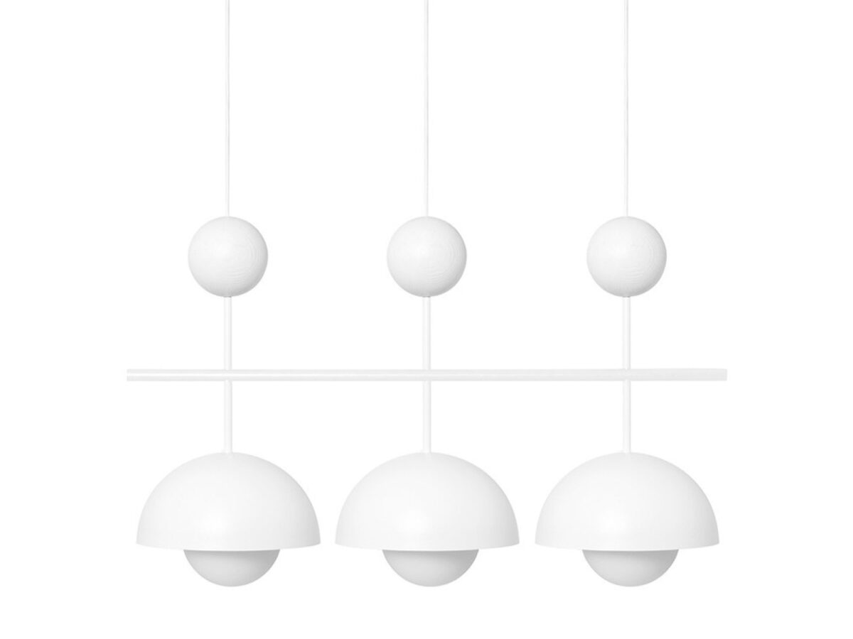 Lampa wisząca KELLO B potrójna ze szklanymi kloszami i drewnem