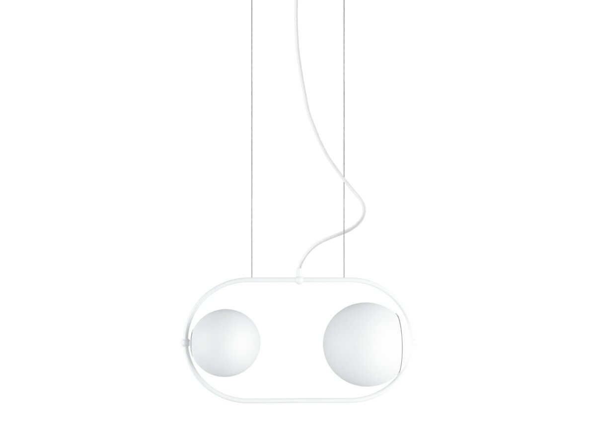 Lampa wisząca KOBAN A z dwoma szklanymi kloszami