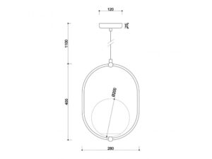 Miniaturka 4 - Lampa wisząca KOBAN B – rysunek techniczny z wymiarami