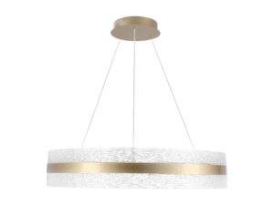 Miniaturka 3 - Złota lampa wisząca Korana LED z przezroczystymi kryształkami