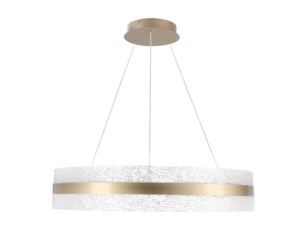 Złota lampa wisząca Korana LED z przezroczystymi kryształkami