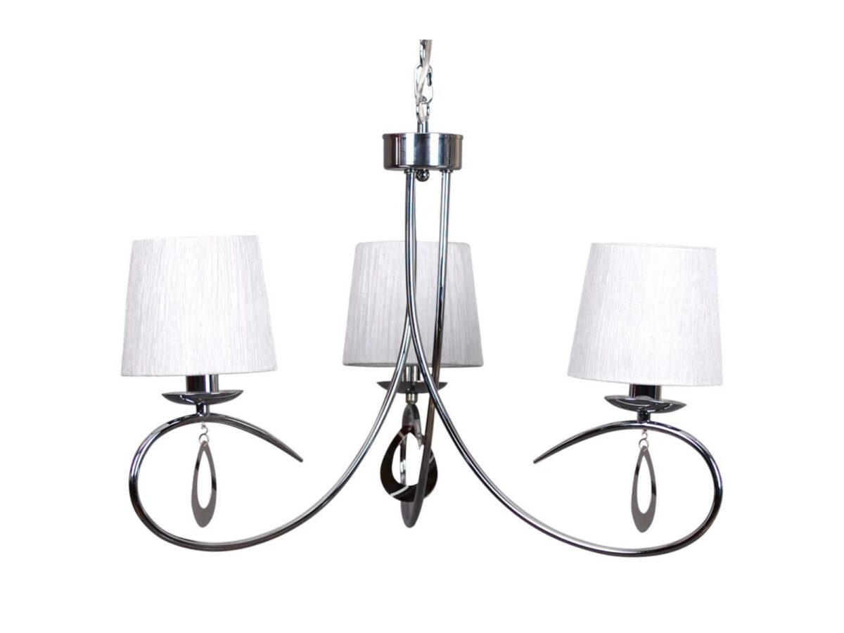 Lampa wisząca Koravo 3-punktowa chromowa z białymi abażurami