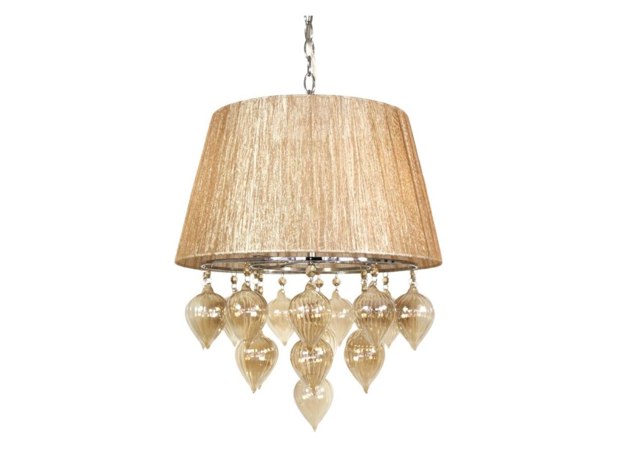 Lampa wisząca Korelo szarobeżowa z ozdobnymi zawieszkami