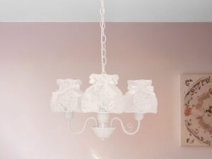 Miniaturka 2 - Lampa wisząca Koremona z białymi abażurami i kokardkami