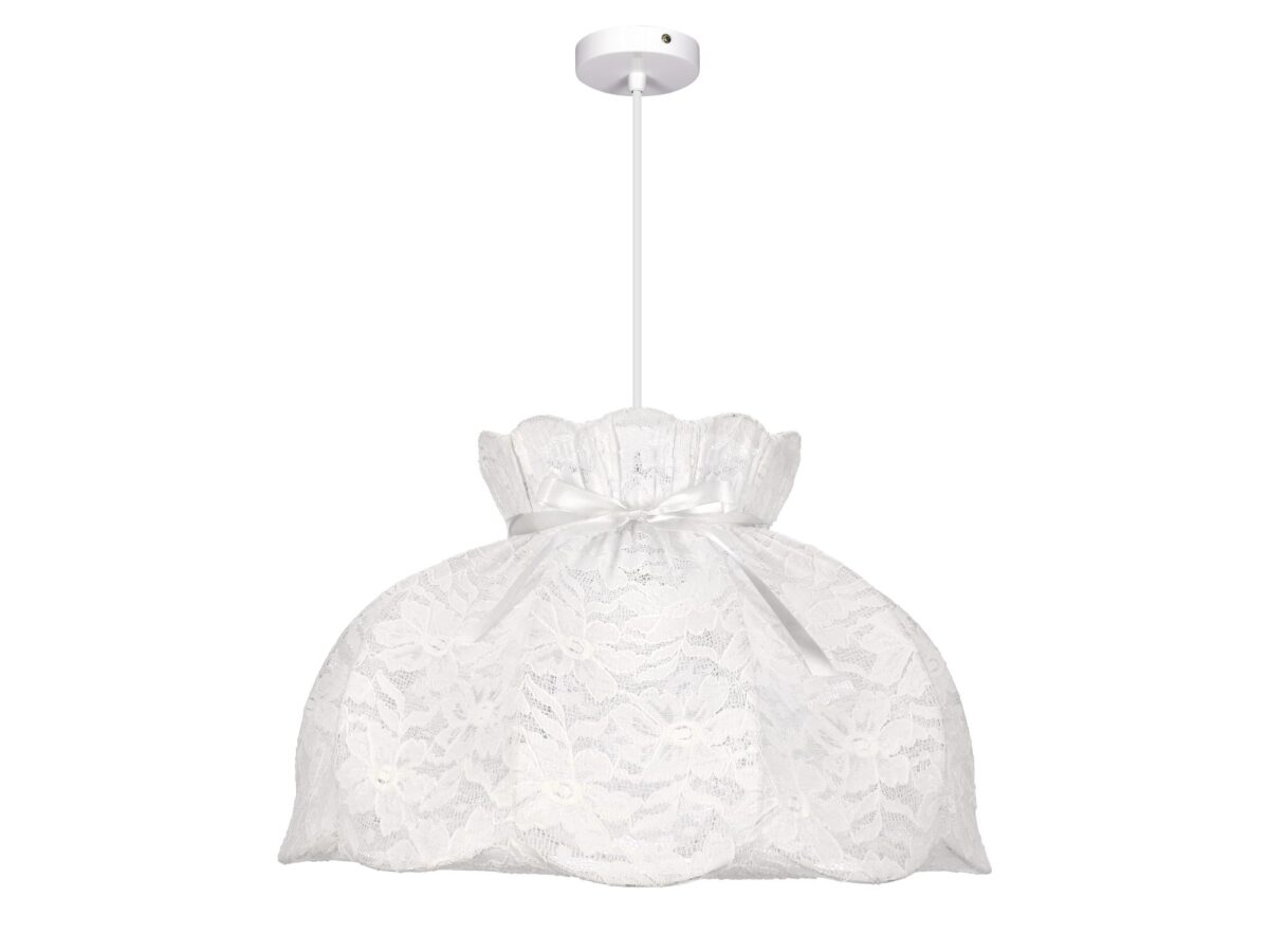 Lampa wisząca koronkowa Koremona 52 cm biała