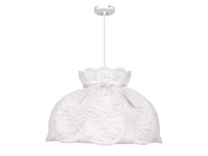Miniaturka 3 - Lampa wisząca Koremona biała z koronkowym abażurem na białym tle
