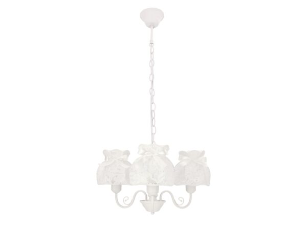 Lampa wisząca Koremona biała z trzema koronkowymi abażurami E27