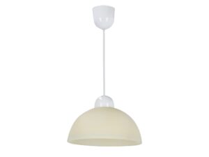 Miniaturka 2 - Lampa wisząca Korena z kremowym szklanym kloszem i białym przewodem