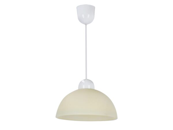 Lampa wisząca Korena z kremowym szklanym kloszem i białym przewodem