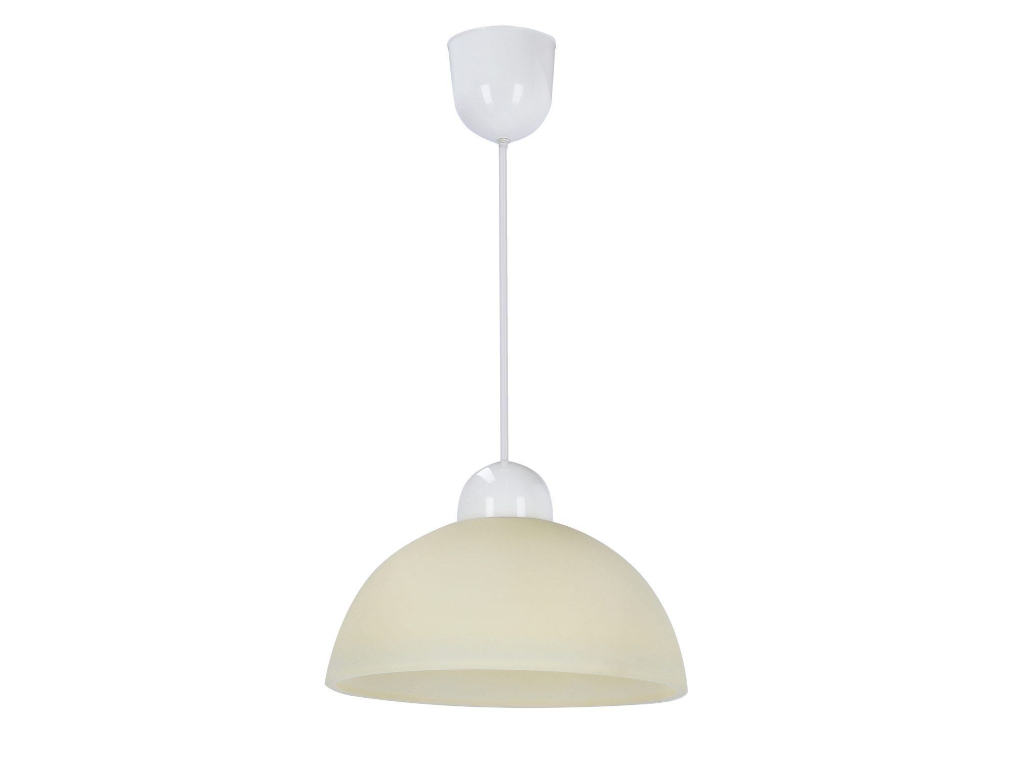 Lampa wisząca Korena z kremowym szklanym kloszem i białym przewodem