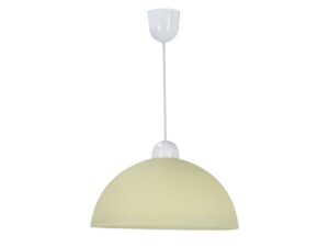 Miniaturka 2 - Kremowa lampa wisząca Korena z półkulistym szklanym kloszem i białym zawieszeniem