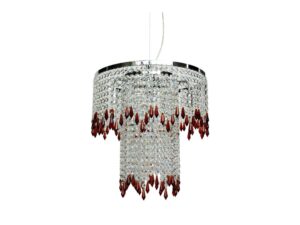 Miniaturka 2 - Lampa wisząca Koretano z bursztynowymi zawieszkami i chromową oprawą
