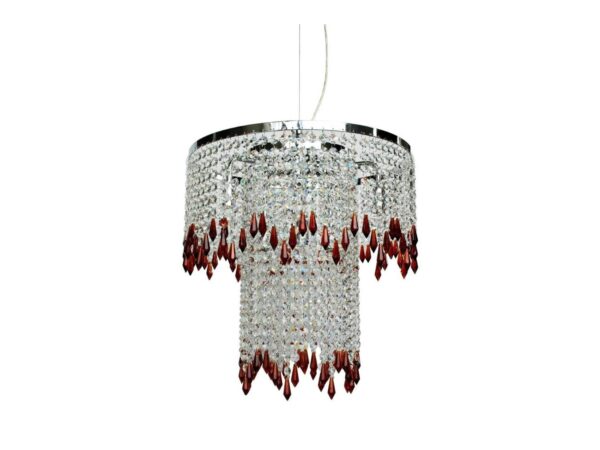 Lampa wisząca Koretano z bursztynowymi zawieszkami i chromową oprawą