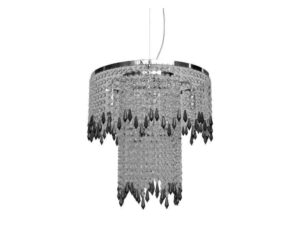 Miniaturka 1 - Lampa wisząca Koretano z czarnymi zawieszkami i chromowym pierścieniem