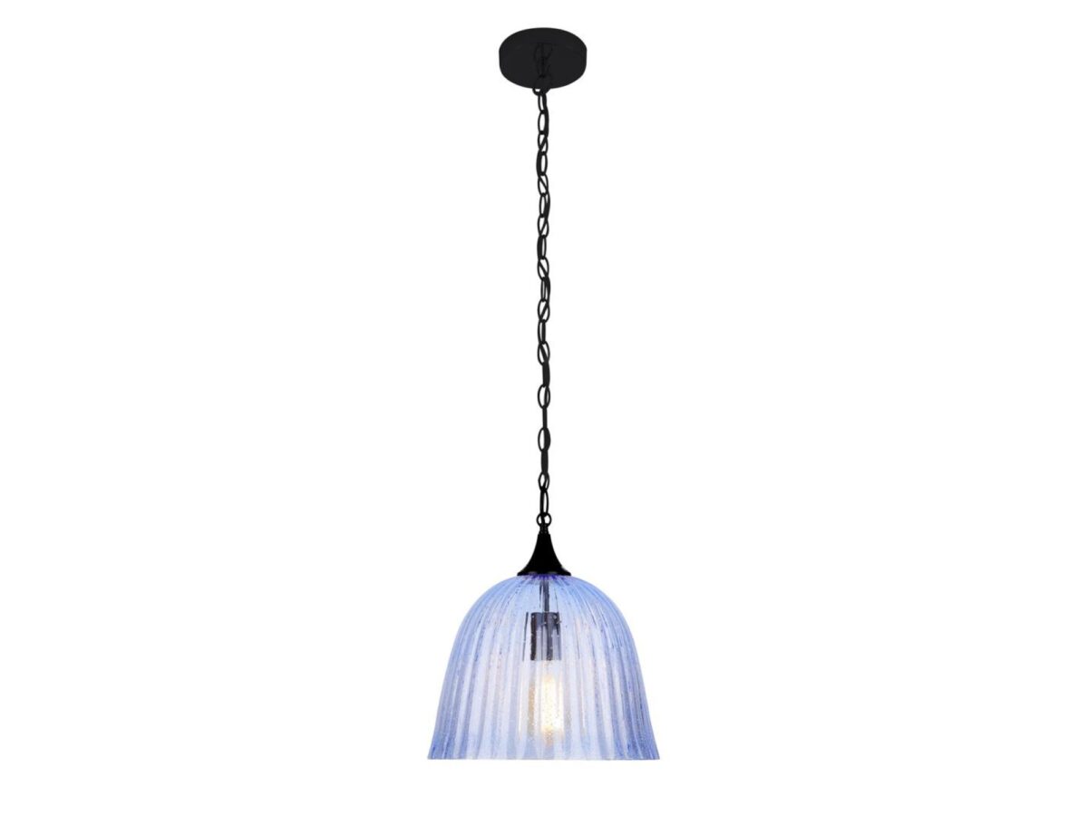 Lampa wisząca Korimio niebieska ze szklanym kloszem 30 cm