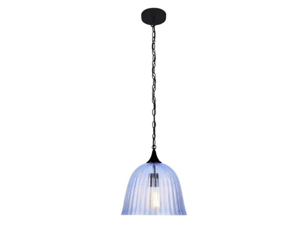 Lampa wisząca Korimio z niebieskim szklanym kloszem o średnicy 30 cm