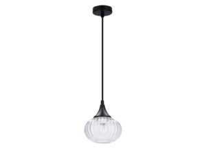 Miniaturka 3 - Lampa wisząca Koriso czarna z ryflowanym kloszem 14,5 cm
