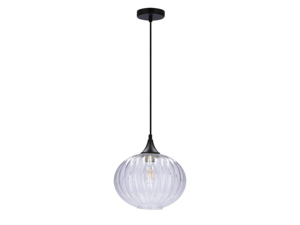 Lampa wisząca Koriso czarna ze szklanym kloszem 24 cm