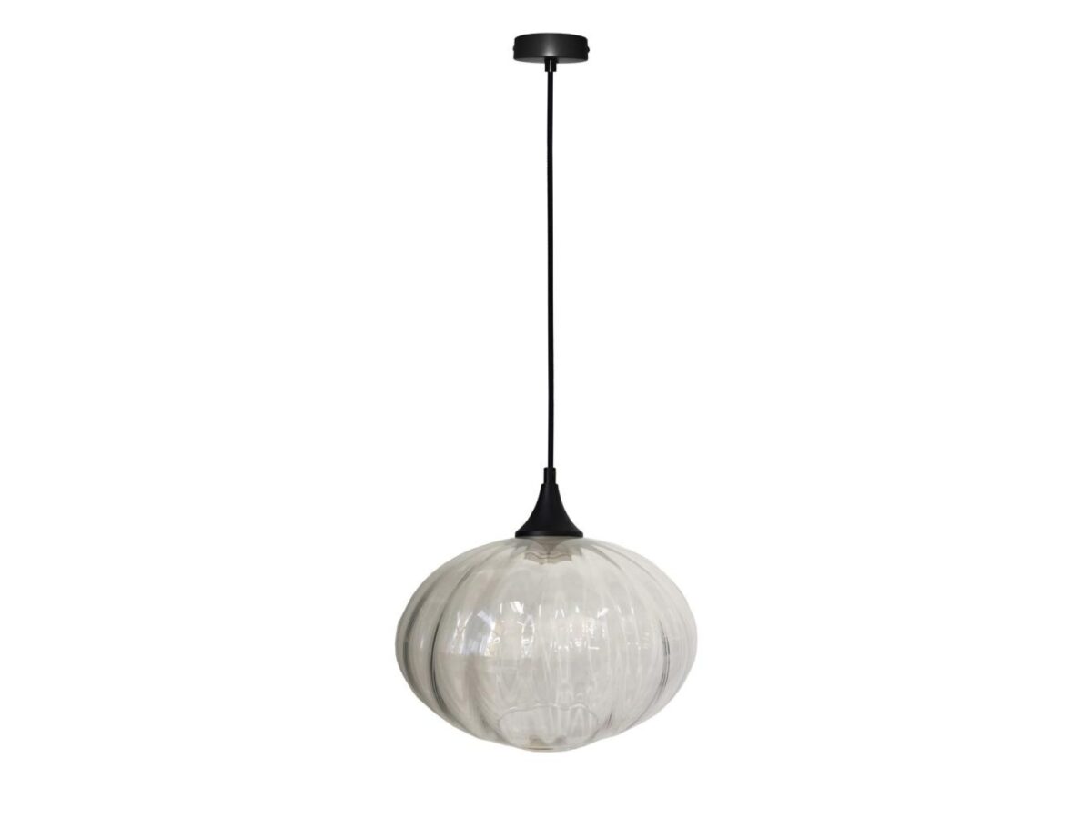 Lampa wisząca Koriso czarna 26,5 cm z ryflowanym szkłem