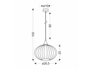 Miniaturka 2 - Rysunek wymiarowy lampy wiszącej Koriso 26,5 cm