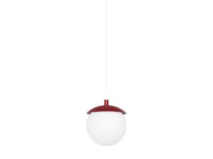 Miniaturka 1 - Lampa wisząca KUUL F burgundowa z mlecznobiałym szklanym kloszem