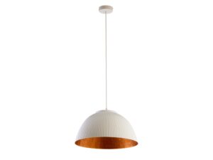 Miniaturka 4 - Lampa wisząca Lady biało-miedziana z ryflowaną kopułą na jasnym tle