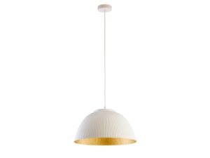 Miniaturka 3 - Lampa wisząca Lady biało-złota z ryflowanym kloszem 44 cm