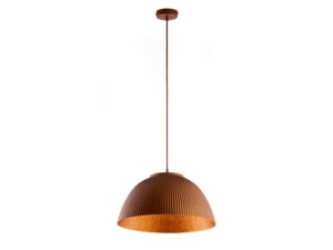 Miniaturka 2 - Lampa wisząca Lady brązowo-miedziana, ryflowana kopuła na jasnym tle