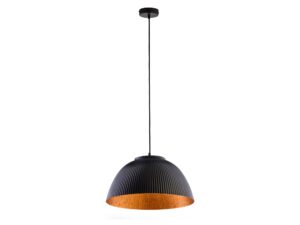 Miniaturka 1 - Lampa wisząca Lady czarno-miedziana z ryflowanym kloszem