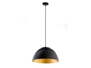 Miniaturka 9 - Lampa wisząca Lady z ryflowanym czarno-złotym kloszem na jasnym tle