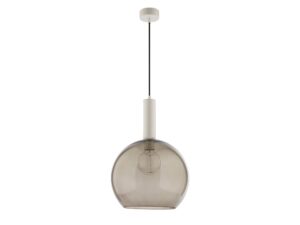 Miniaturka 2 - Biała lampa wisząca Laf z przydymionym szklanym kloszem
